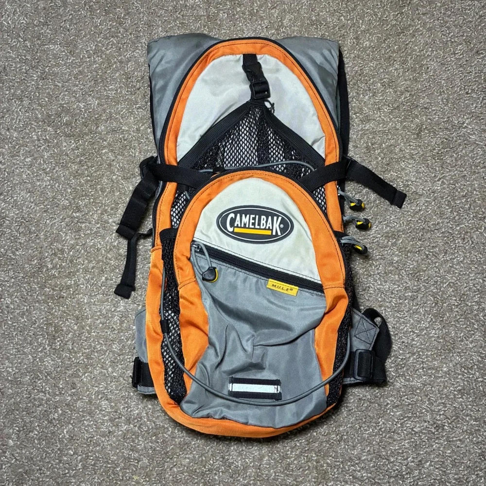 CamelBak MULE Hydration Pack Backpack No Bladder Orange Gray Hiking Camp Vintage